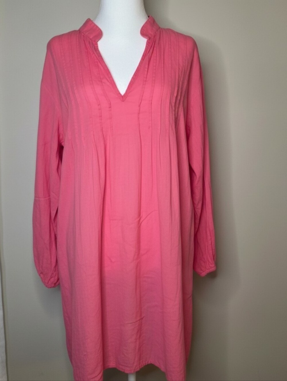 Lauren Ralph Lauren Pink 100% Cotton Pintuck Tunic Dress Size L